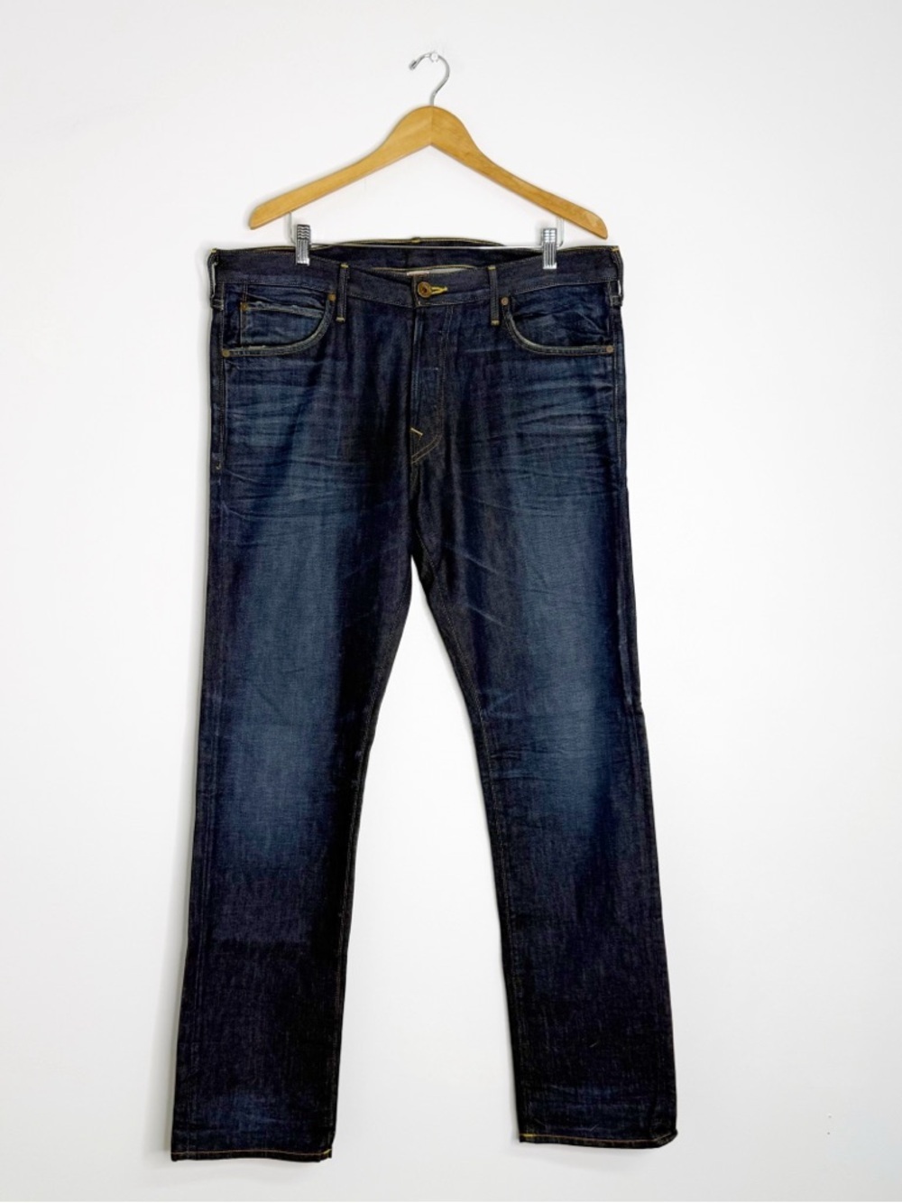 True Religion GENO Straight Leg Jeans Size 36 USA Made Dark Wash Stretch